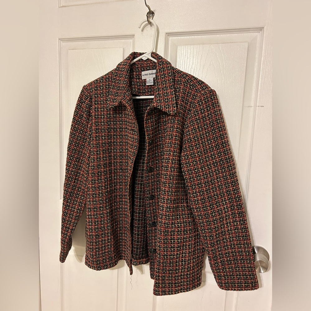 Alfred Dunner Women's Red and Black Checkered Blazer